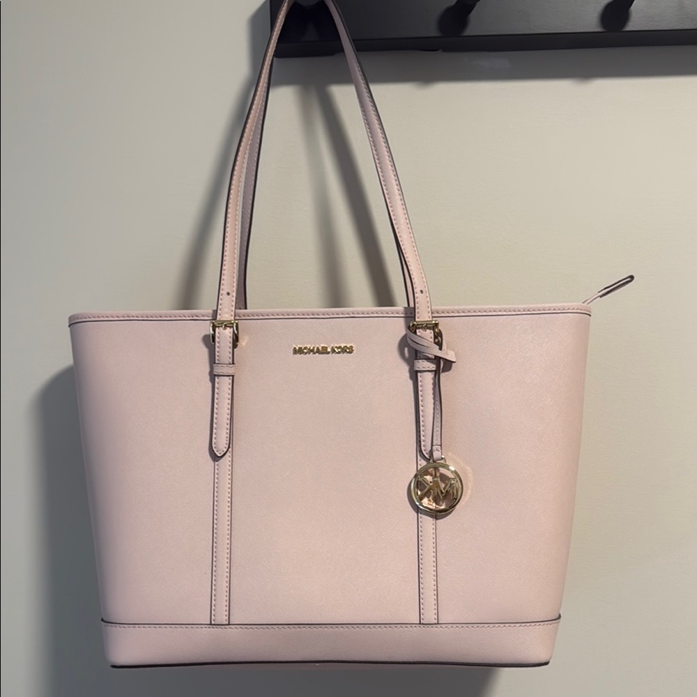 Michael Kors Jet Set Pink Saffiano Leather Tote (for 15 in laptop)
